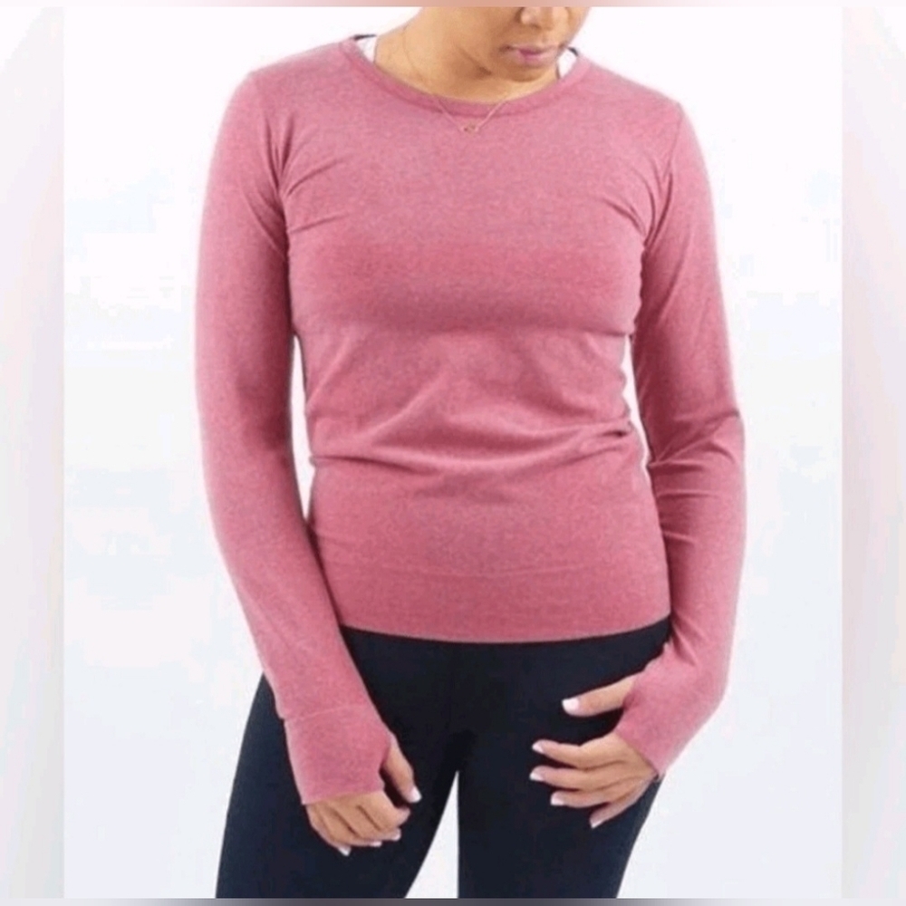 Zyia Active Red Heather Performance Longsleeve Tee Size S Dot On Back Of Arm
